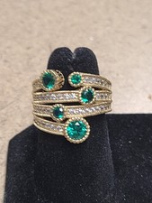 Size 6 Judith Ripka 18k Gold/Sterling Silver Emerald Ring