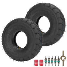 (2-Pack) 4.10/3.50-4 Replacement Tire + Inner Tube with TR87 Bent Angled Valv...
