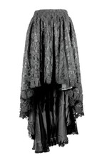 Women's Skirt Black Lace Satin Long High Low Renaissance Pirate Steampunk Gothic
