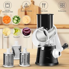 Rotary Cheese Grater Vegetable Slicer Rotary Round Drum Grater Chopper 3 Blades