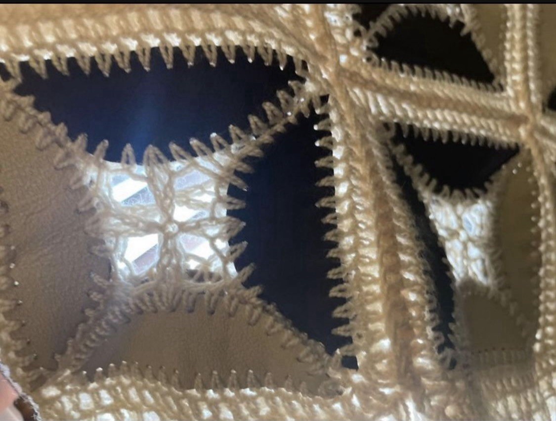Leather Patchwork Crocheted Shaw - image 4