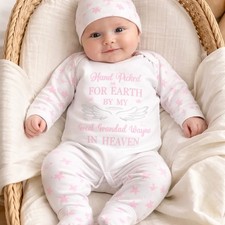 Newborn Baby Girl Boy Sleepsuit Babygrow Heaven Personalised  Nan brother Sister