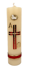 Cirio Pascual 11"x 3" Alpha & Omega Cruz Cera, Candela Pasquale Pasqua Semana