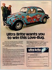 1975 HIPPY VOLKSWAGEN BEETLE ULTRA BRITE Vintage 8"X11" Magazine Ad 1970's M760
