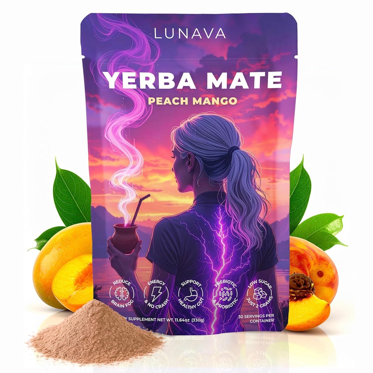 Powder &ndash; Peach Mango, Magic Focus & Gut Health - 30 Serv