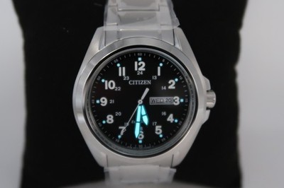 Citizen Garrison Black Dial Day Date Eco-Drive AW0050-82E Men's Watch Brand New