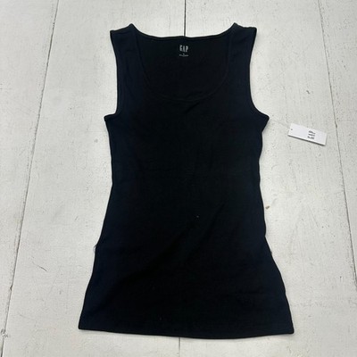 Gap Solid Black Basic Ribbed Sleeveless Racerback Tank Top Women's Size S NEW