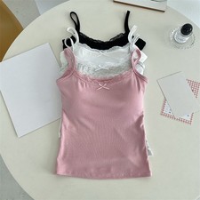 Women for Slim Fit Lace Trim Tank Top with Removable Padded Bra Camisole Vest