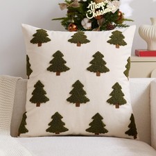 Christmas Pillow Covers 20 x 20 Inch Embroidery Green Trees Decorative Throw ...