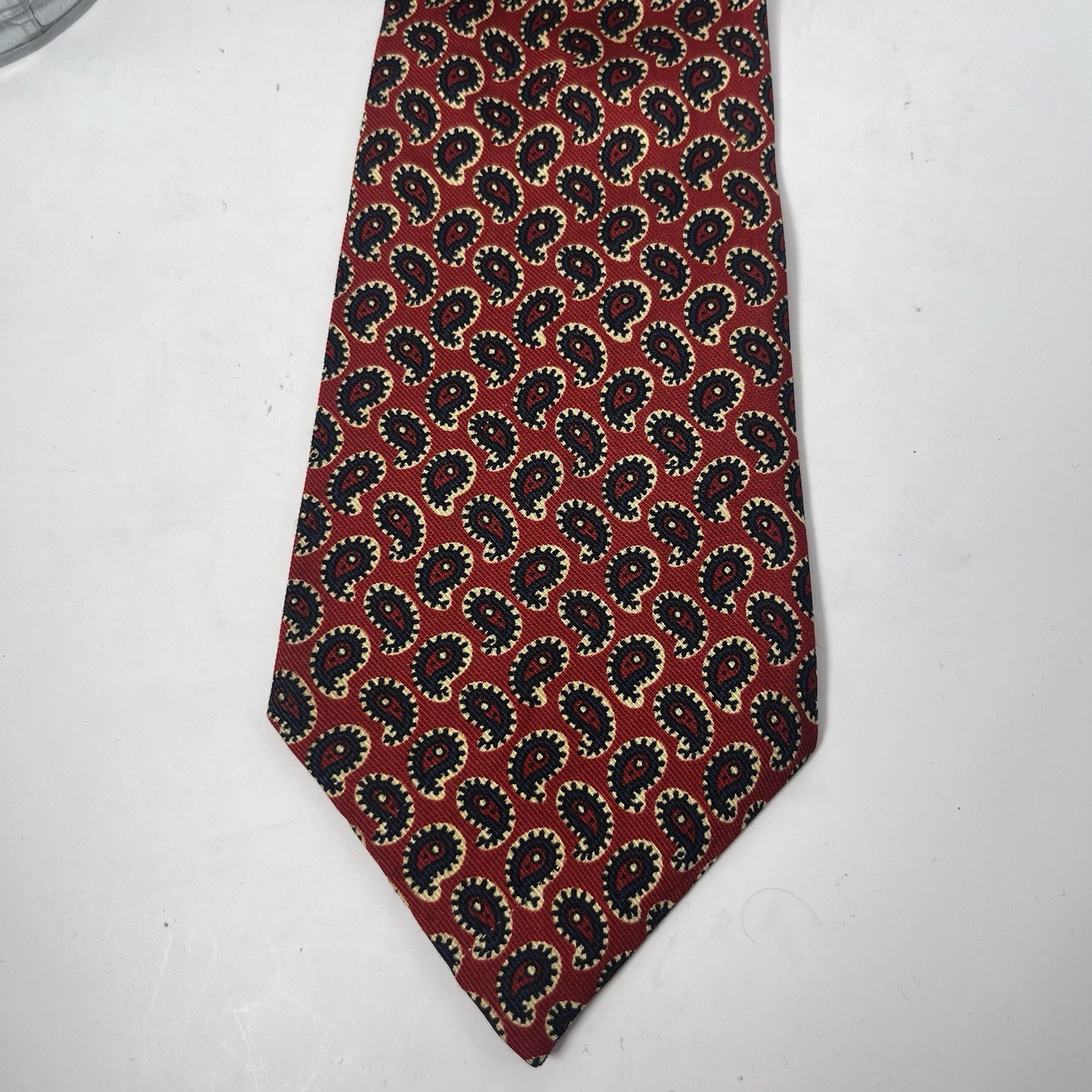Polo by Ralph Lauren Vintage Paisley Tie Red Navy Blue & Tan Paisleys Silk EUC