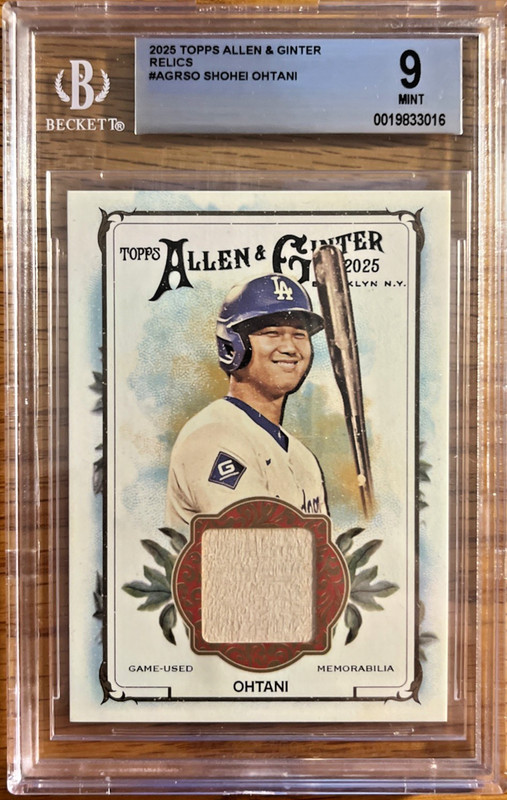 SHOHEI OHTANI~2025 ALLEN & GINTER GAME USED MEMORABILIA RELIC BGS MINT 9