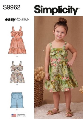 Schnittmuster Mädchenkleid und Hose Simplicity s9962 98-128