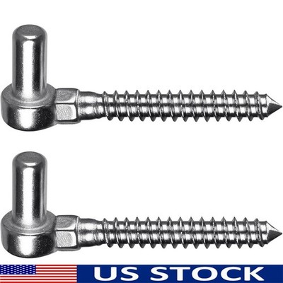 304 Stainless Steel Eye Hinges 4.5 Inch Lag Screw Gate Post Hinges 2 Pack New