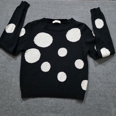 ViCOLO Northland Sweater Womens S/M Black White LS Pullover Italy Cotton Casual