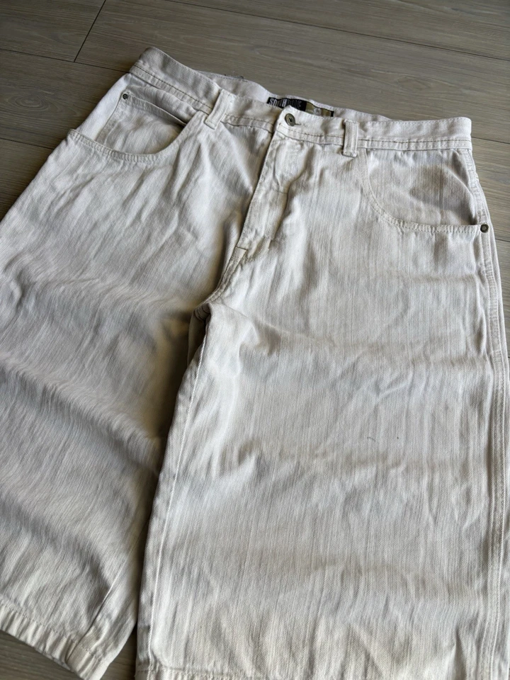 Pantalones Cortos De Colección Y2K Polo Sur Oficiales Sueltos Blancos Lavados Talla 38 Foto 2 de 4