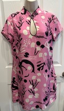Rixo Pink Lolita Mini Sheath Dress Side Zip Size 6 Sea Life Print Silk