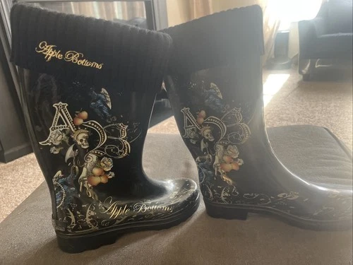 Apple Bottom Rain Boots Women's Size 8 Nice Unique Design