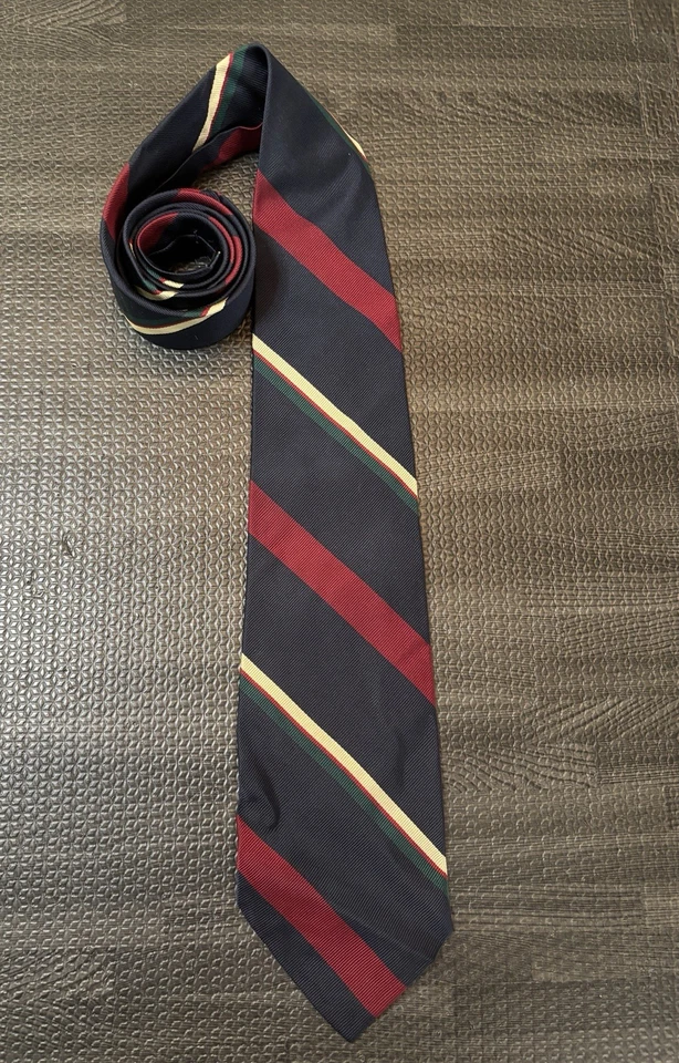 Corbata de cuello Polo Ralph Lauren para hombre azul rojo a rayas seda importada hecha en EE. UU. Foto 3 de 4