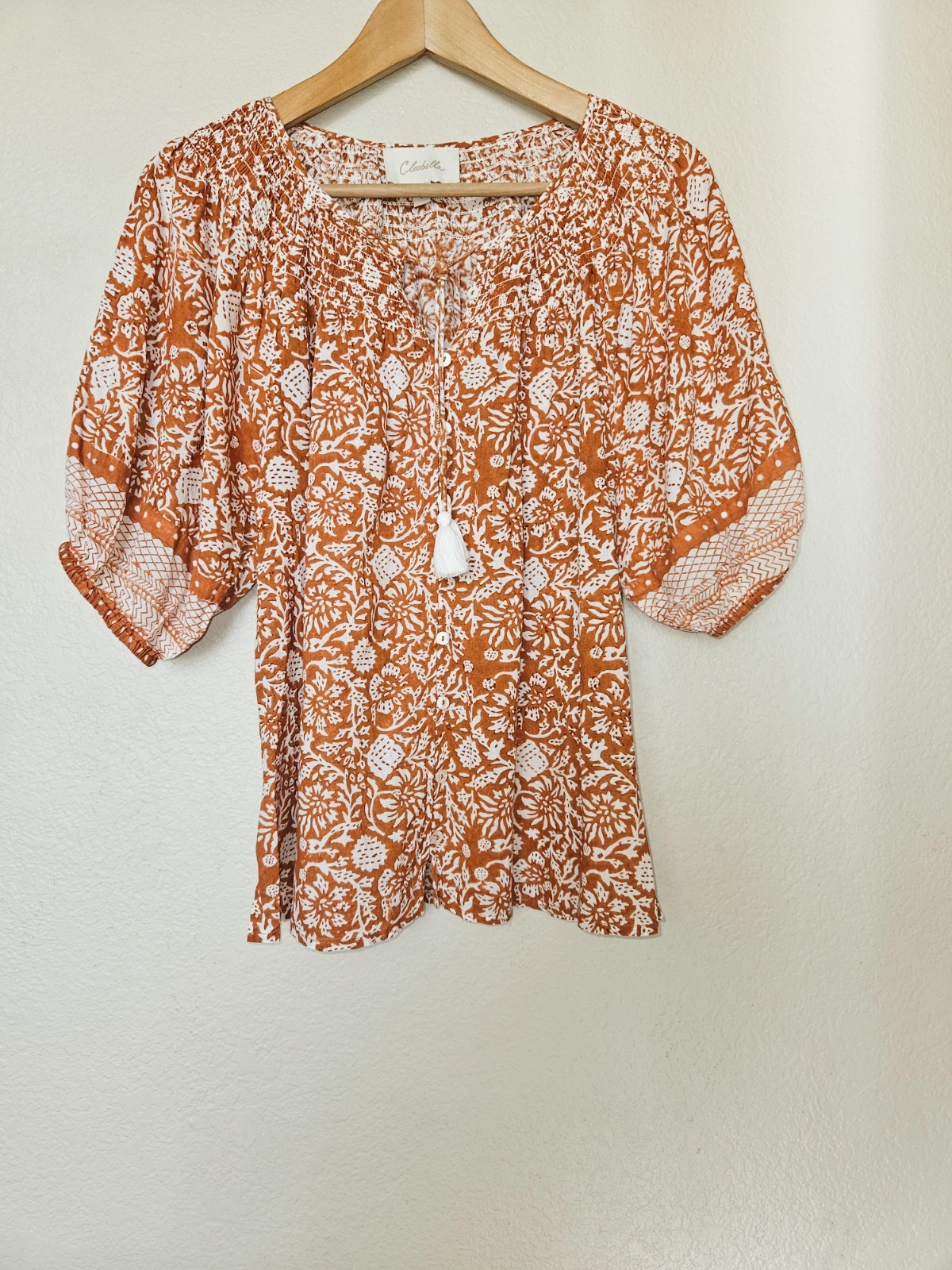 Cleobella Adele Buttoned Peasant Blouse Size Smal… - image 4