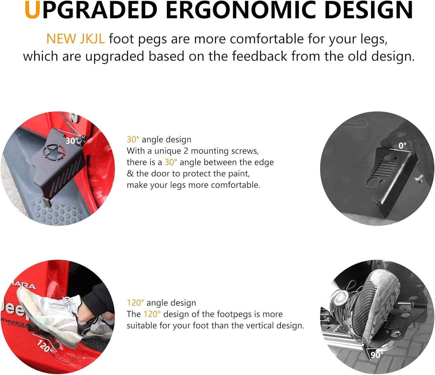 Foot Pegs for Jeep Wrangler Door Hinge Front Foot Peg Doors off for 2007-2025 Je thumbnail 2