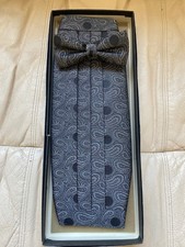 Vintage Gray & Black Cummerbund and Bowtie Se...