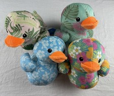 4 Way To Celebrate Blue Floral Print Duck Plush Duck Stuffed Animal Lot 6  