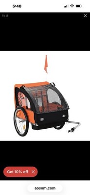 Aosom Elite 2-Seat Kid Bicycle Trailer - Orange (US440-0050131)