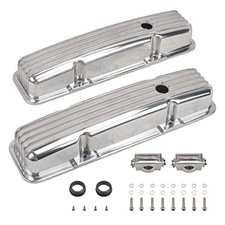 Aluminum Valve Covers With Holes Retro Finned Polished Aluminum Valve Covers With Holes Retro Finned Polished
