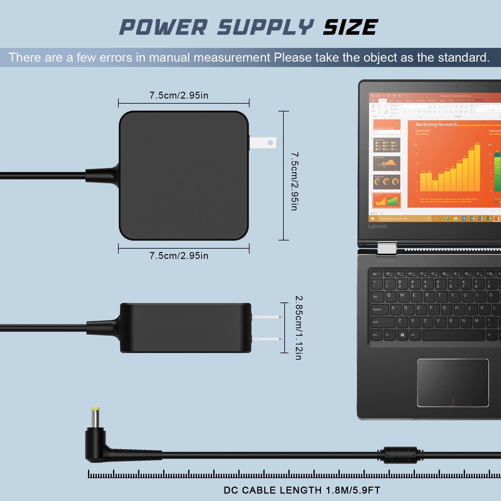 Cargador de corriente alterna Lenovo Ideapad Flex-14API, Flex-15IML 65W nuevo, imagen 4