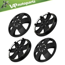 Set of 4 15" Wheel Covers Full Hub Caps 15 Inch For R15 Tires Rim Snap On Black