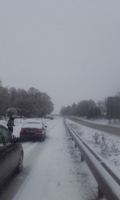 Foto 12x8 Schneefall stoppt Verkehr auf der A12 Dedham Ein fast identisches Foto c2017