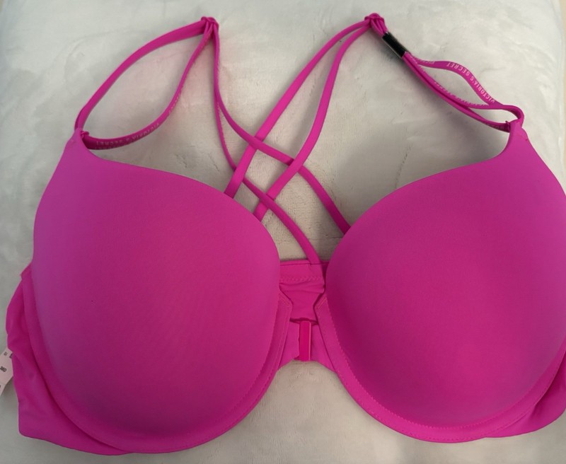 Victoria's Secret Push Up Front Closure Bra 38D in Pink color