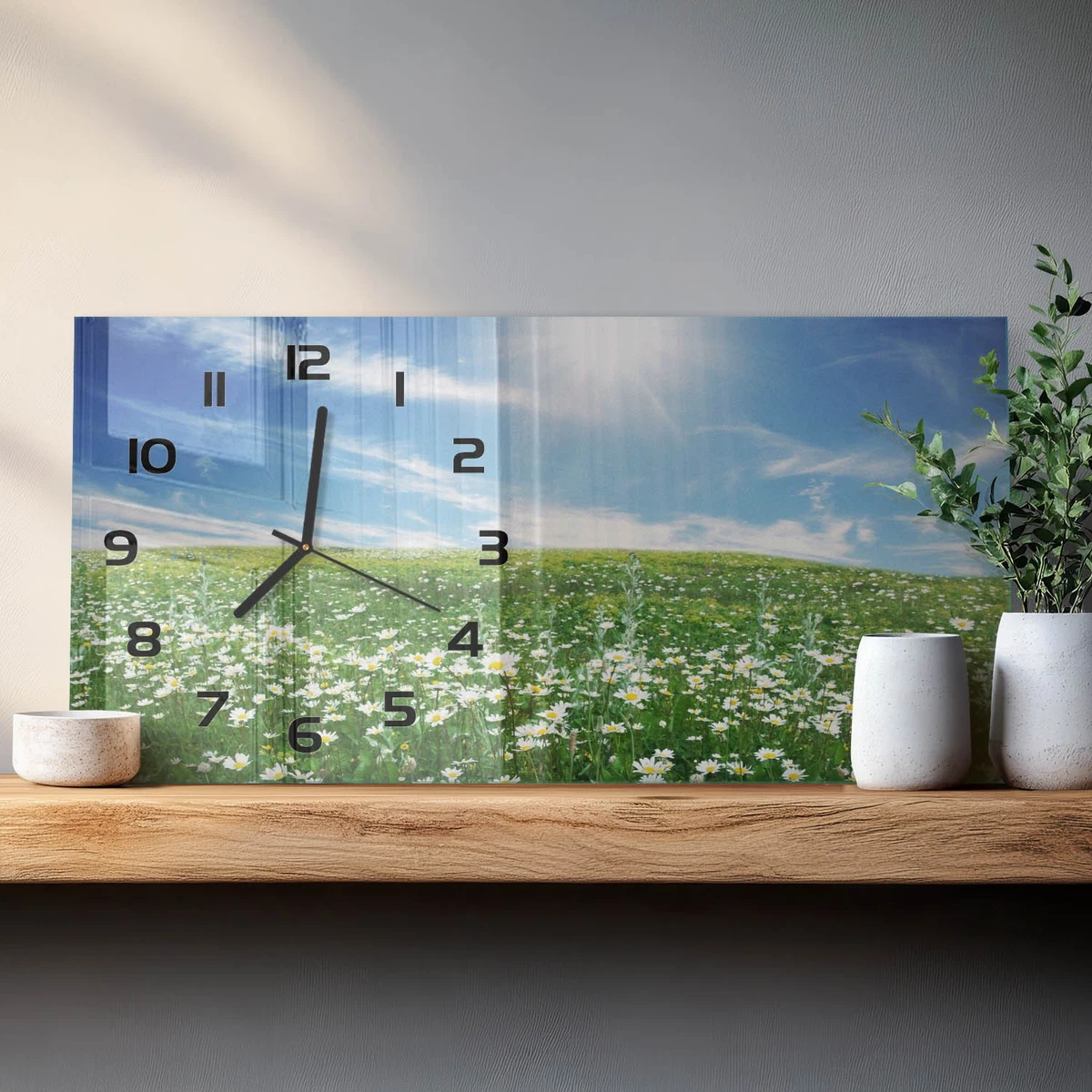Reloj de Pared Rectangular Horizontal de Vidrio Templado Premium Prado 60x30 cm