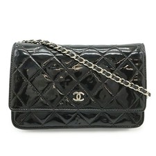 Chanel Matelasse Chain Wallet Shoulder Bag Women Black One Size