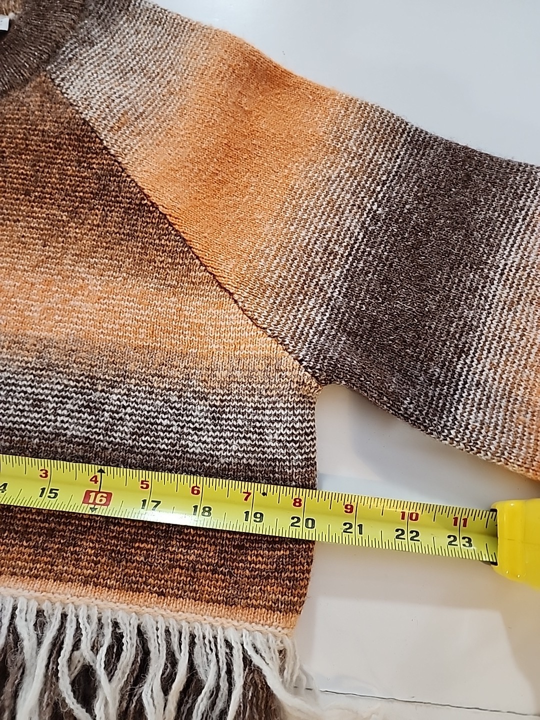 Zara Brown Orange Boho Fringe Cropped Blogger Favorite Western Sweater Small thumbnail 6