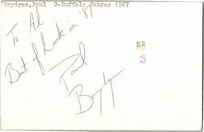 1980's -Paul Brydges- Signed/Autograph/Auto Postcard Buffalo Sabres NHL