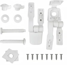 Universal White Plastic Toilet Seat Hinge Replacement with Bolts Screws and Nuts