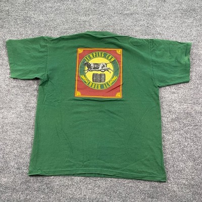 Vintage 90s Trader Joe's Jumping Cow Amber Ale Beer Shirt XL 23x28 Green