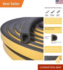 Noise Reducing Self-Adhesive Weather Seal - 18 Feet EPDM Strip for Doors/Windows