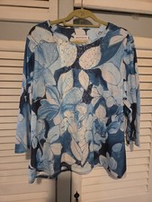 NWOT Alfred Dunner Woman BEAUTIFUL BLUES POLYESTER PULLOVER BLOUSE SIZE 1X