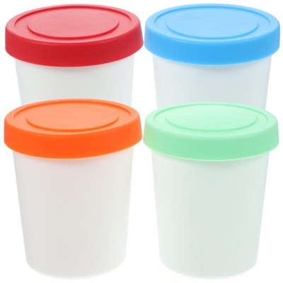 4 PCS Silicone Ice Cream Containers Reusable Storage Lids Sorbet Gelato