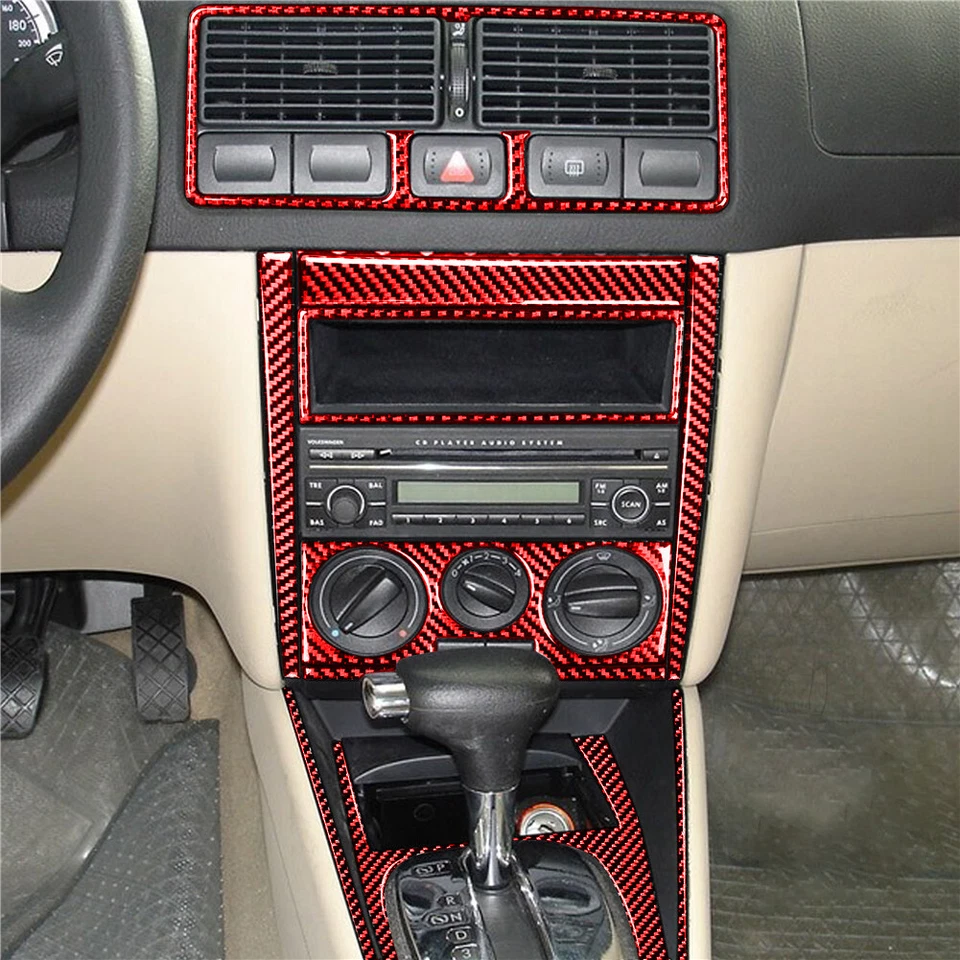Kit de cubierta interior completo de fibra de carbono rojo 26 piezas para Volkswagen Golf 1999-04 Foto 3 de 4