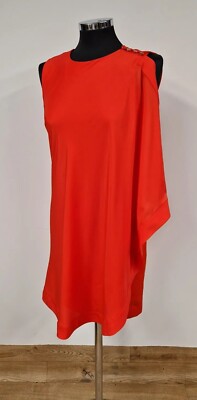 Ted Baker One Shoulder Kleid Gr. 1 UK 8 Cape Bolty kurz fließend orange 