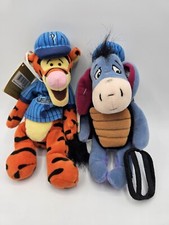 The Disney Store Baseball Tigger  Catcher Eeyore Mini Bean Bag Plush 9  NEW