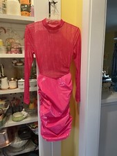 Pink Sheer/Pleather Dress M