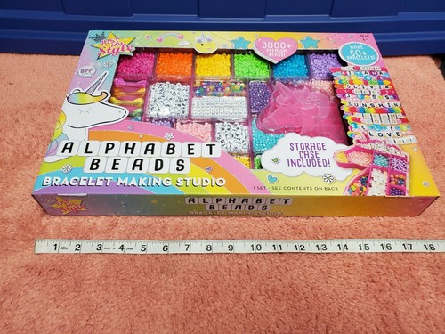 Bracciale perle alfabeto Just My Style fare studio con custodia età 6+ nuovo con scatola - Foto 4 di 6