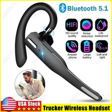 Trucker Wireless Headset Bluetooth 5.1 Earpiece Dual Mic Earbud Noise Cancelling