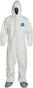 Collared Tyvek 400 Coverall White Elastic XL Pk25 Dupont TY125SWHXL002500