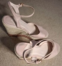 Faith Ankle Strap Wedge Heel Sandals in Pink with 'Sparkle' Platform Size 5