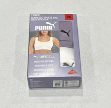 Puma Women's 2-Pack Square Neck Seamless Sports Bra, Purple/White, Size M